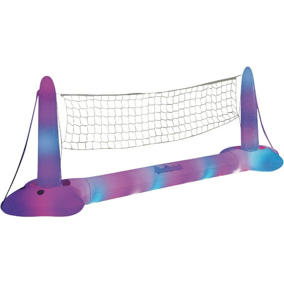 PoolCandy Floating LED Inflatable Volleyball Pool Set - Inflatable Pool Game - Set, Multicolor