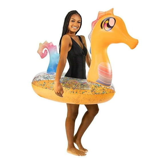 Pool Candy Glitter Seahorse Pool Tube with Drink Float PC6048OSH