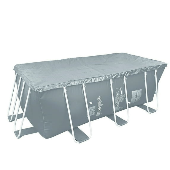 Pool Central 12.5' Durable Apertured Rectangular Pool Cover with Rope Ties - Gray