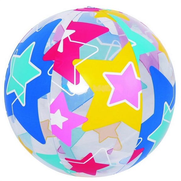 20" Inflatable Vibrantly Colored 6-Panel Star Print Swimming Pool and Beach Ball