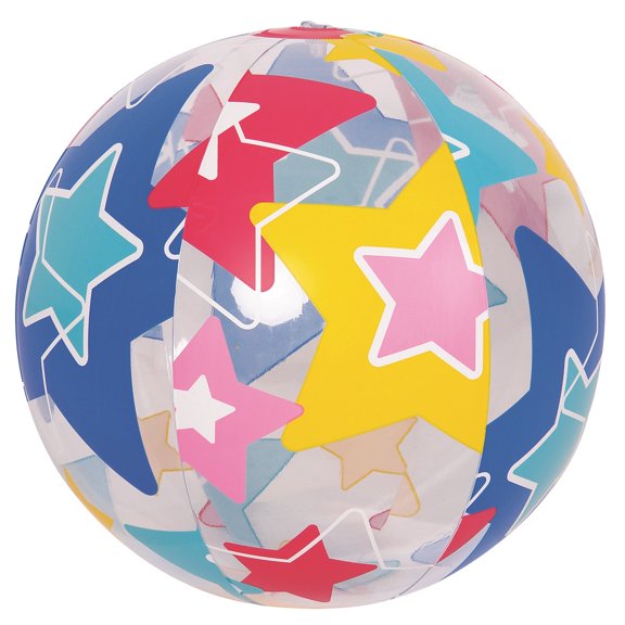 20" Multi Color 6-Panel Star Print Inflatable Beach Ball