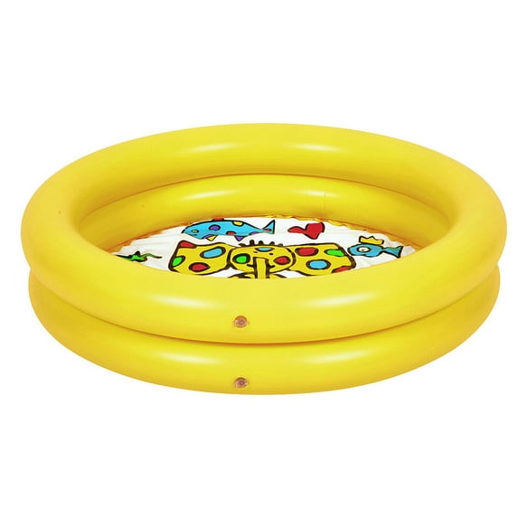 Pool Central 30" Bright Yellow Circular Two Ring Kiddie Swimming Pool