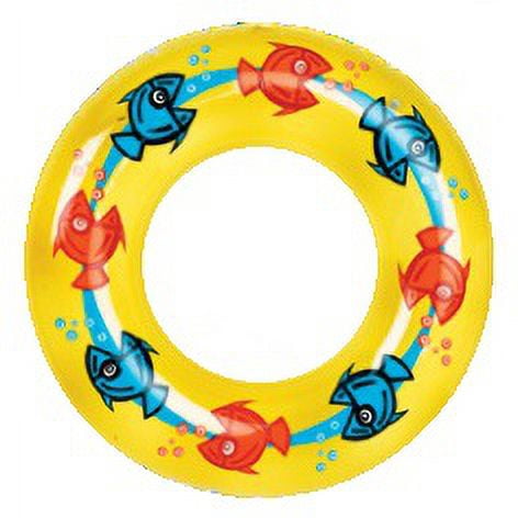 Inflatable Yellow Cartoon Fish Pool Swim Ring Inner Tube Float 30-Inch