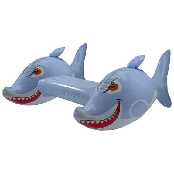 Pool Central 34" Shark Inflatable Children's 1-Person Swimming Pool Kickboard Float - Blue/White