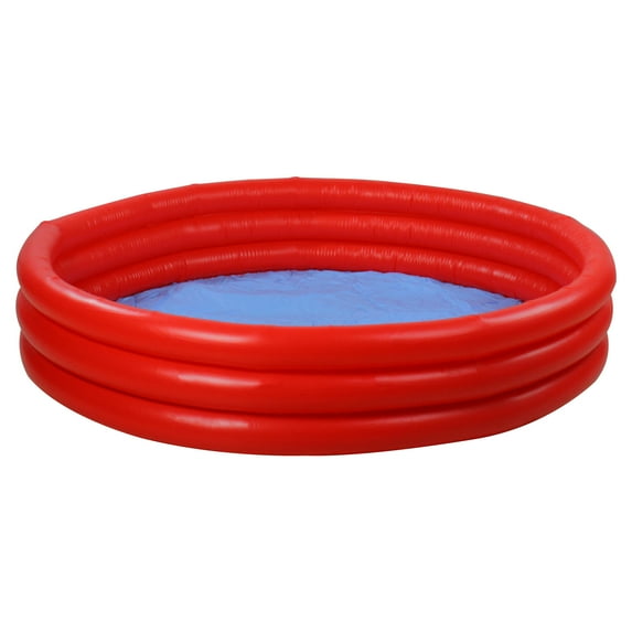 Pool Central 39" Red Triple Ring Round Inflatable Children's Swimming Pool