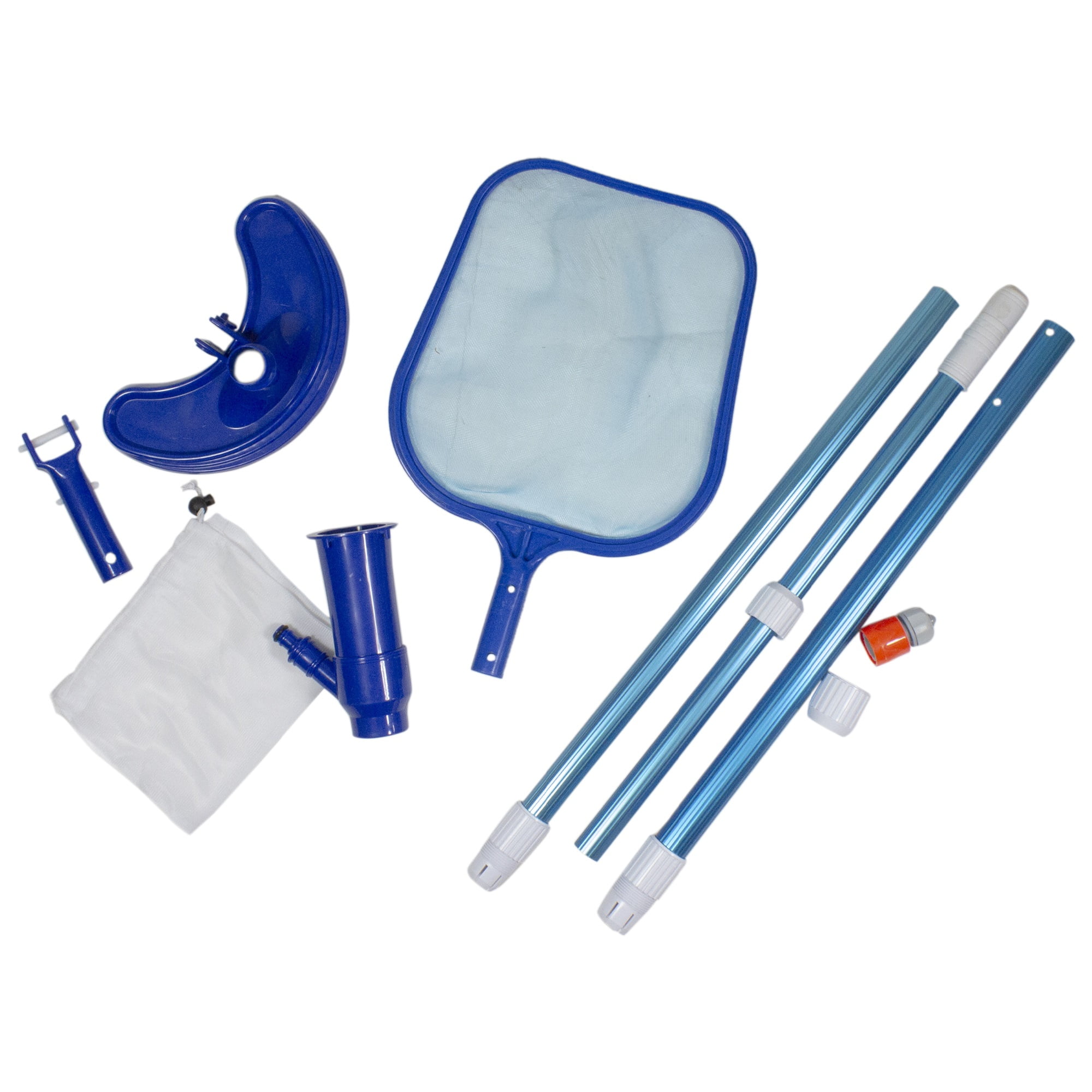 Blue and White Plastic 4-Piece Pool Maintenance Kit