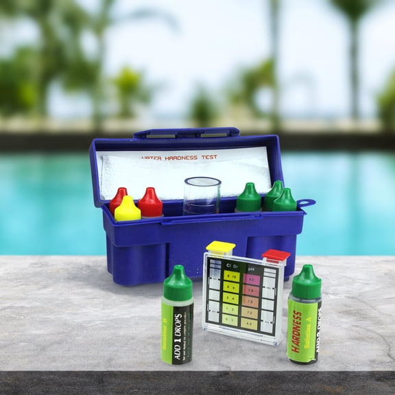 Pool Central 6-Way Test Kit with Testing Block and Case for Swimming Pools and Spas