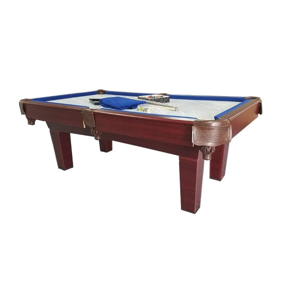Pool Central 7' Brown and Blue Slate Billiard and Pool Game Table
