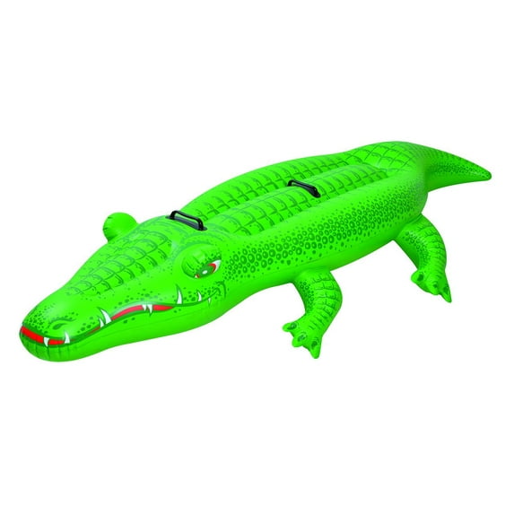 Pool Central 7' Inflatable Green Alligator Rider Swimming Pool Float