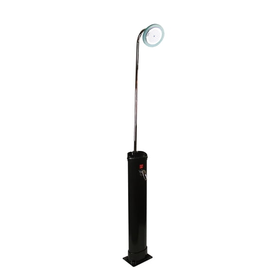Pool Central 7' LED Lighted Black Solar-Powered 85 Liter Poolside Shower Station