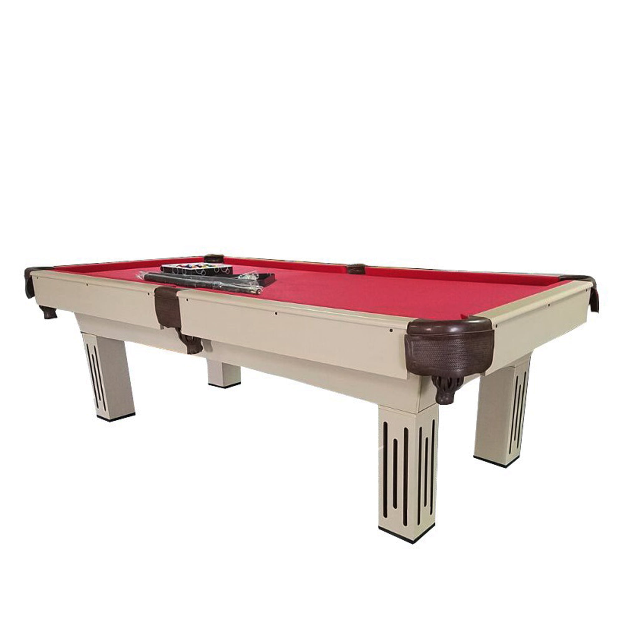 7' Beige and Red MDF Pool Table with Zinc Alloy Corners