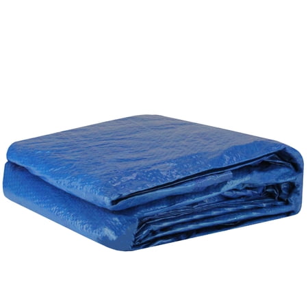 Pool Central Apertured Round Swimming Pool Cover with Rope Ties 18' - Blue