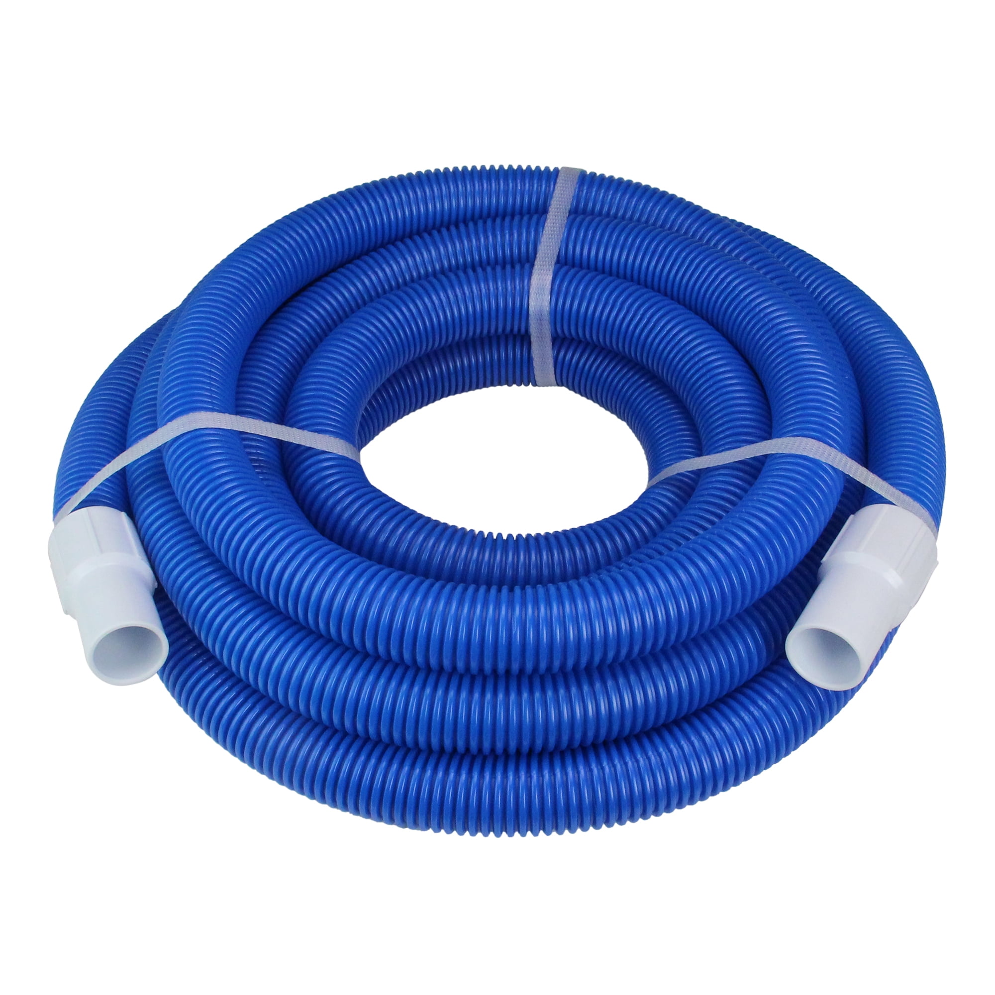 Pool Central Blow Molded PE Vacuum Hose with White Cuffs 24' x 1.25" - Blue
