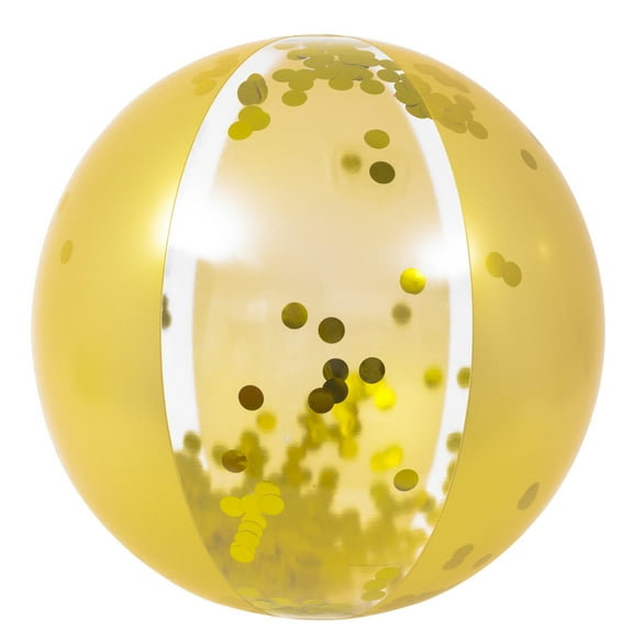 Pool Central Glitter Sequin Inflatable Beach Ball - 19.5" - Gold