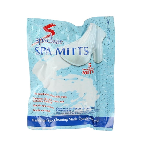 Pool Central Set of 5 White Pre-Moistened Disposable Spa Cleaning Mitts