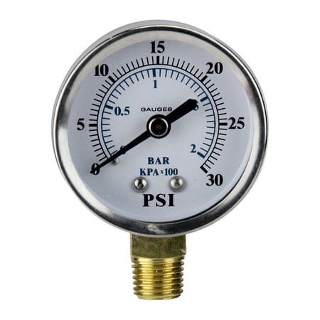 Pool Central Side Mount Stainless Steal Pressure Gauge 2.75" (50mm) - White/Silver