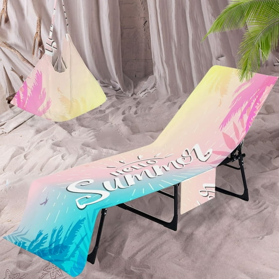Pool Chair Towel with Side Pockets,Beach Chair Cover,Chaise Lounge Towel Cover for Sun Lounger Pool Sunbathing Garden Beach Hotel,Easy to Carry Around,No Sliding