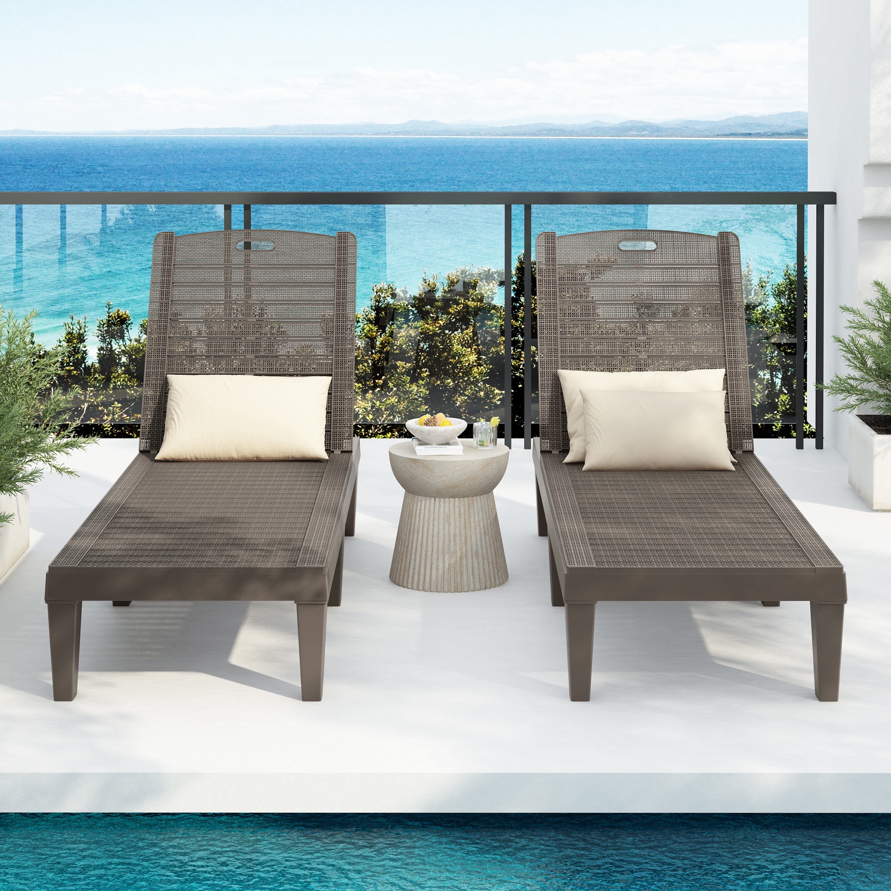 Joy Lagoon Outdoor Chairs with Cushions/Table (Set of 3)
