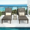 thumbnail image 1 of Pool Chaise Lounge for Outside, 2pcs Plastic Lounge Chair with Side Table, Patio Sun Recliners Ergonomic Design, Adjustable Backrest, Light Brown, 1 of 9