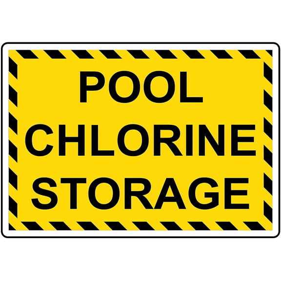 Pool Chlorine Storage Sign - 8"x12" Chemical Safety Warning Metal Tin Sign, Pool Area, Chlorine Storage Safety