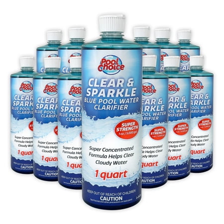 Pool Choice Clear and Sparkle Blue Pool Water Clarifier, 1-Quart, 12-Pack