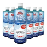 Pool Choice Clear and Sparkle Blue Pool Water Clarifier, 1-Quart, 6-Pack