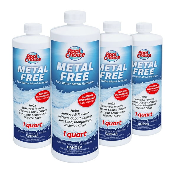 Pool Choice Metal Free Pool Chemicals, 4 Quart, (4 Pack)