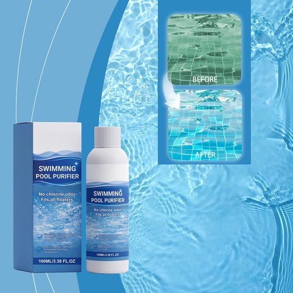 Pool Clarifier, 3.4 Oz, Daily Water Clarifying for Swimming Pools, Removes Cloudiness & Suspended Impurities, Suitable for Above Ground, Inground, Backyard Pools