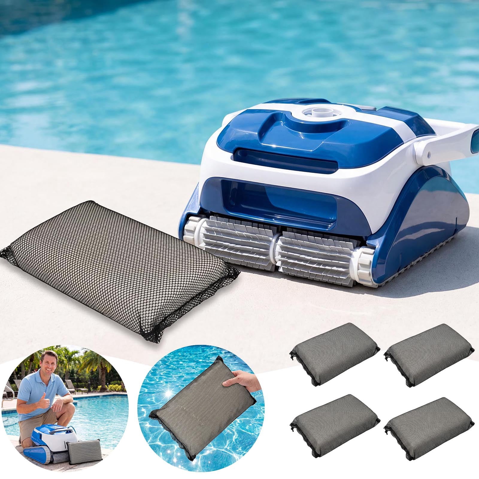 Pool Cleaner Filter Bags Set of 4 Replacement Mesh Cartridges for Automatic Pool Cleaning Robots Universal Debris Strainers