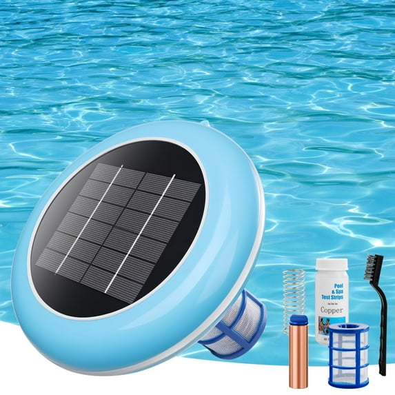 Pool Cleaning Device | Keep Pool Water Crystal Clear | Solar Powered Up to 35,000 Gal | Long Lasting LED RGB Floating Light | for Fresh and Salt Water Pools & Spas