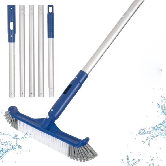 MOJMBSBY Pool Cleaning Kit Includes Pool Skimmer Net Ultra Fine Mesh with Pole and Pool Brush Head ABS Material