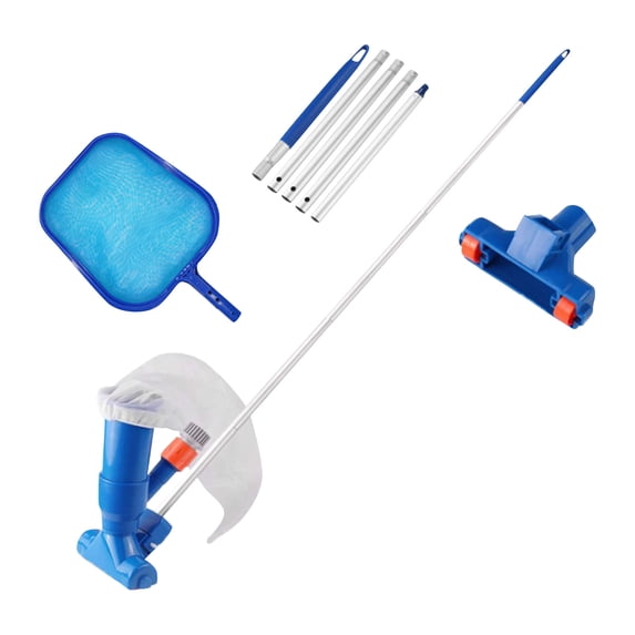 Pool Cleaning Kit with Telescopic Pole, Leaf Skimmer Net, Vacuum Head, and Mesh Bag for Above Ground Pools Maintenance