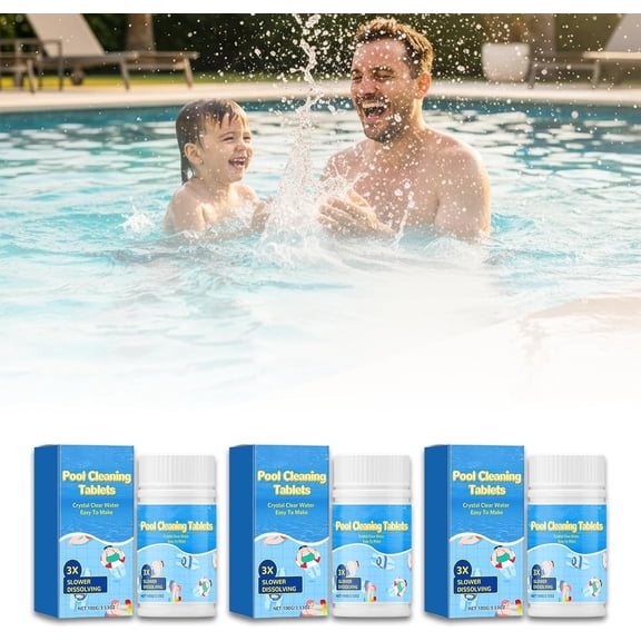 Pool Cleaning Tablet for Crystal Clear Water, Fast-Acting Slow Dissolve Formula for Cloudy Pools, Above/In-Ground Use (3 PC)