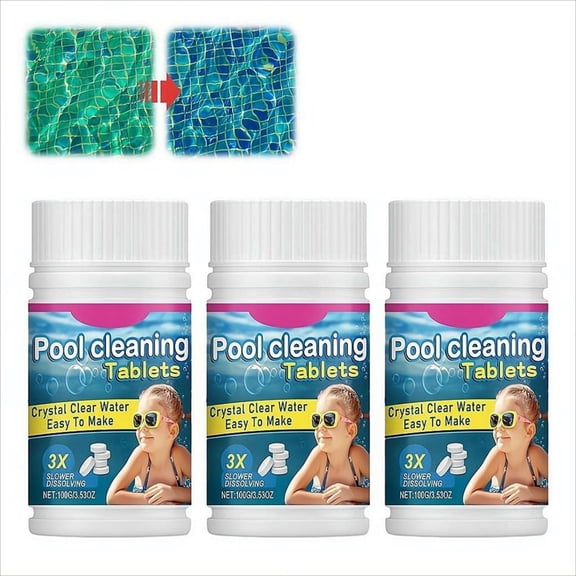 Pool Cleaning Tablets 3X Slower Dissolving Formula to Maintain Water Quality Balance in In-Ground Pools