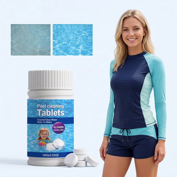 Pool Cleaning Tablets,Cleaning Tablets For Crystal Clear Water,Fast Acting Pool Clarifier Odor Eliminator,Slow Dissolving Maintenance Tablets For Swimming Pool Water Balance,Multi Action Pool Care