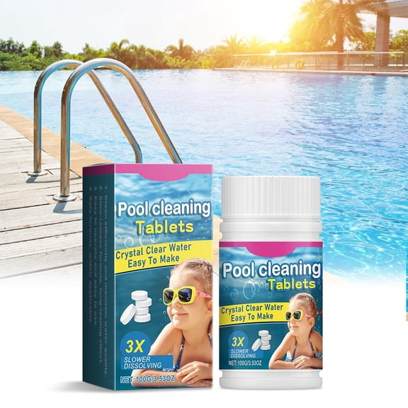 Pool Cleaning Tablets for Crystal Clear Water, Clears Dull,3X Slower Dissolving,Fast-Acting,Maintain Water Quality Balance for /In-Ground Pools,Hot Tub,Spa 100g/3.53oz