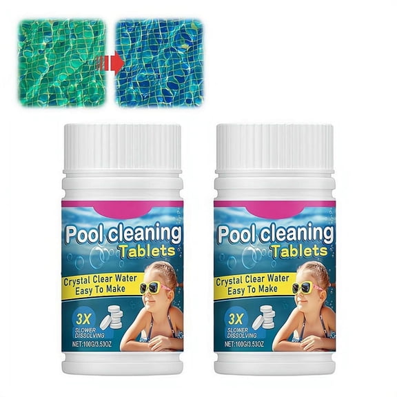 Pool Cleaning Tablets for Crystal Clear Water, Clears Dull,3X Slower Dissolving,Fast-Acting,Maintain Water Quality Balance for /In-Ground Pools,Hot Tub,Spa 100g/3.53oz