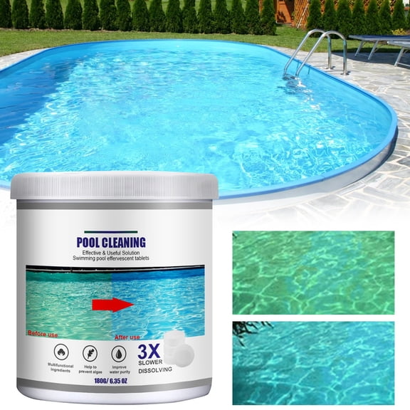 Pool Cleaning Tablets - Crystal Clear Water, Fast Clarifier for Cloudy Pool, Multifunction Pool Cleaning Tablets, Maintains Water Quality Balance for Pools