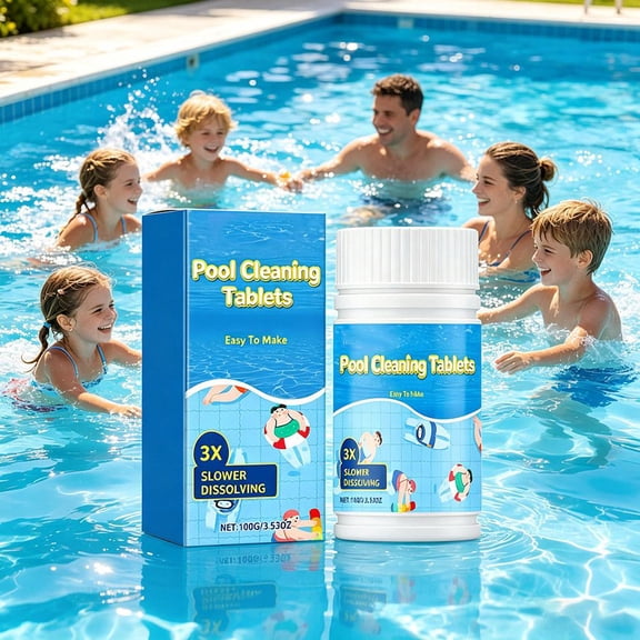 Pool Cleaning Tablets for Crystal Clear Water, 3X Slower Dissolving, Clears Dull, Fast-Acting Slow Dissolve Formula for /In-Ground Pools