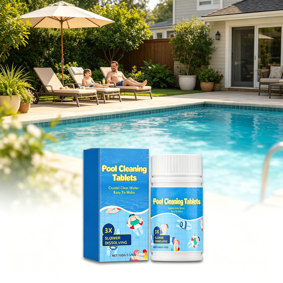 Pool Cleaning Tablets for Crystal Clear Water,Clears Cloudy or Hazy Pool Water,Fast-Acting Slow Dissolve Formula