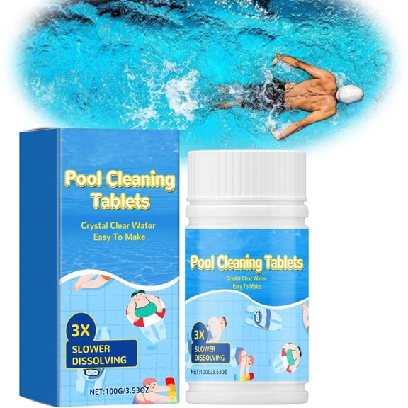 Pool Cleaning Tablets for Crystal Clear Water, Fast-Acting Clarifier, Multi-Function, Slow-Dissolve for All Pools