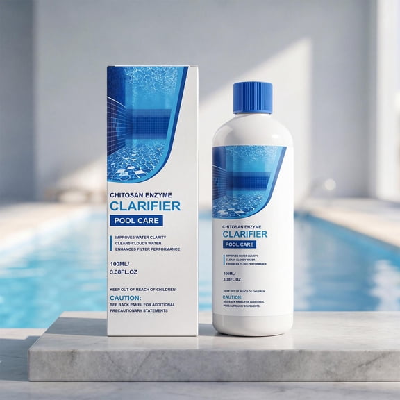 Pool Clear Water Clarifier, Pool Water Clarifier, 3.38 Oz Liquid Chitosan Pool for Cloudy Pool Water, Clear Up Cloudy Pool Water for Above Ground and in Ground Pools 1 Pack