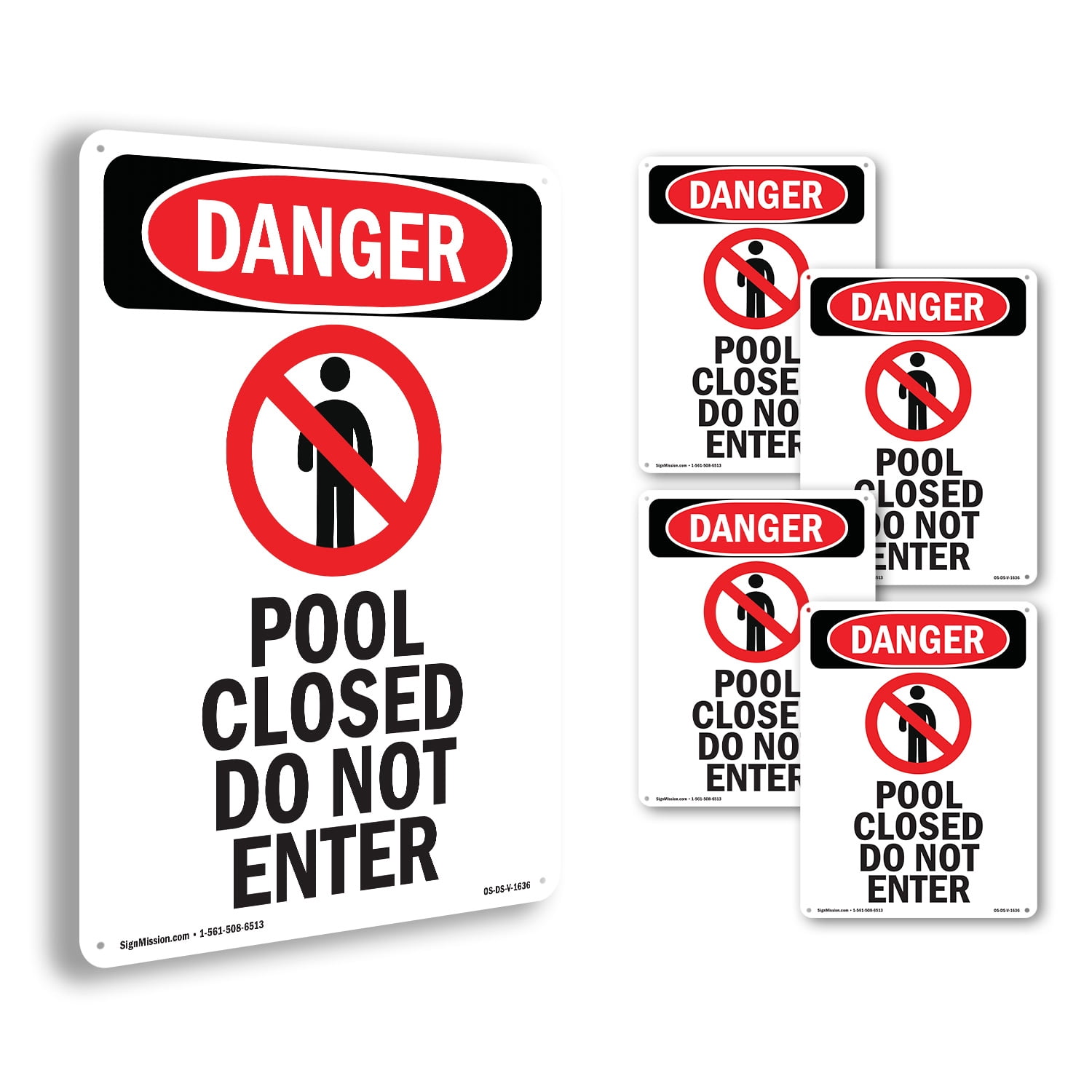 Pool Closed Do Not Enter OSHA Danger Rigid Plastic Sign 24 Inch x 18 ...