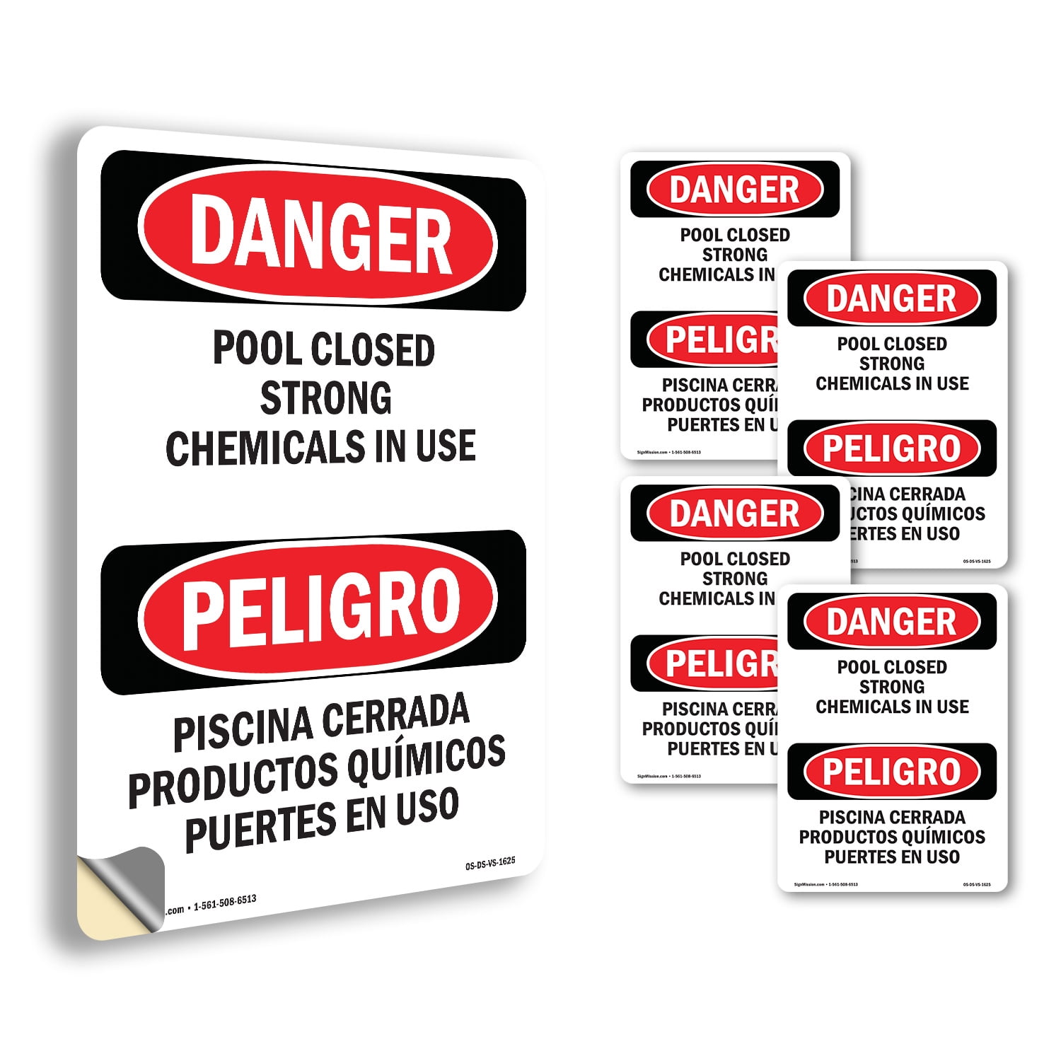 Pool Closed Strong Chemicals In Use OSHA Danger Vinyl Decal Label 10 ...