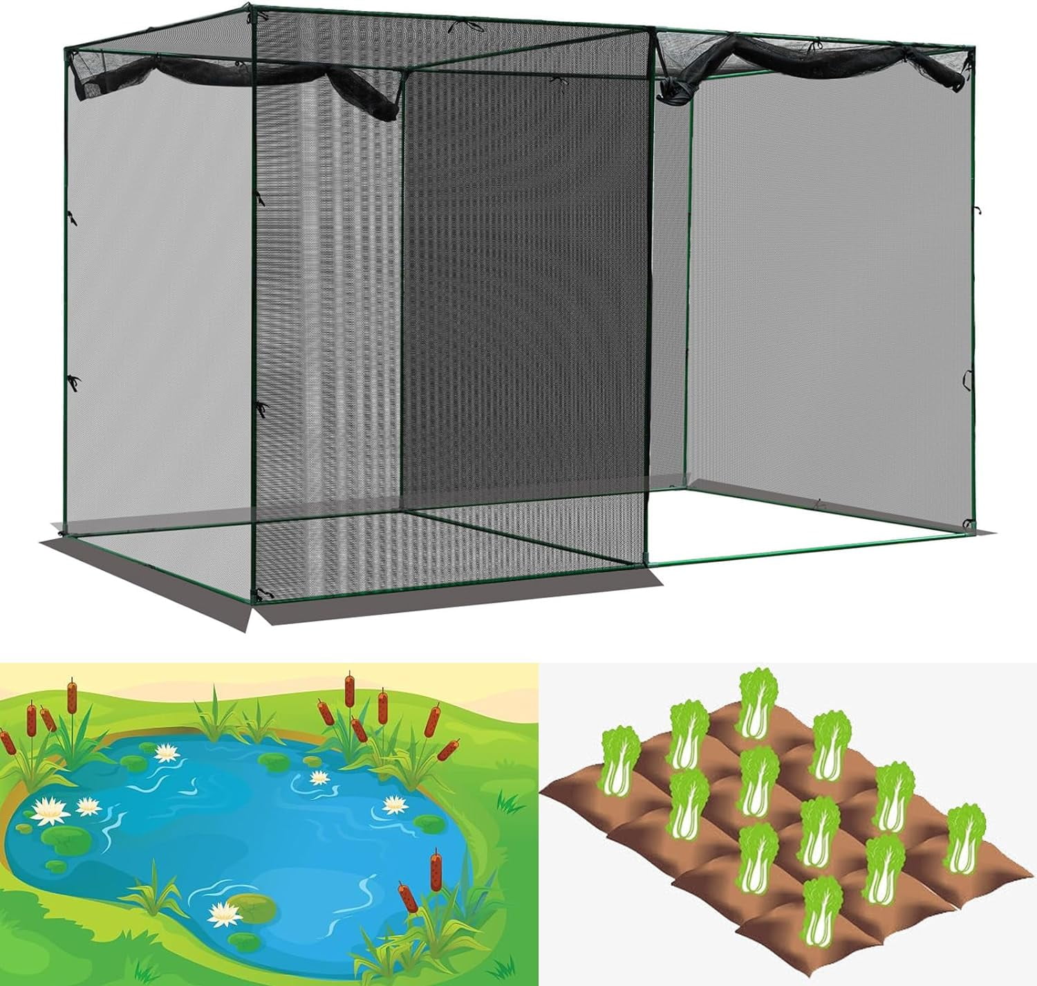 Pool Cover,10x6.5x6.5 FT Garden Pond Covers for Outdoor Ponds,0.2inch Mesh Pool Dome, Crop Cage