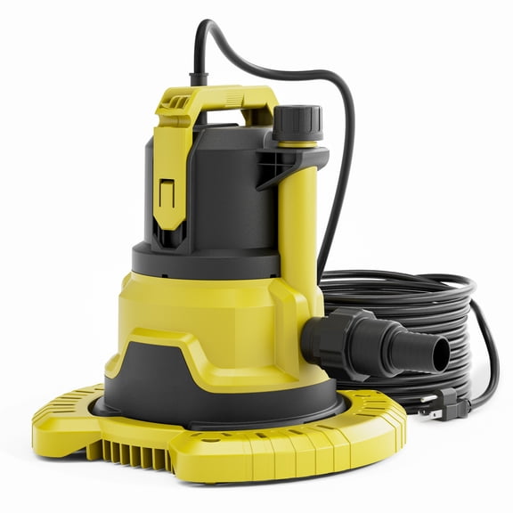 Pool Cover Pump, 1HP High Efficiency Submersible Water Pump Featuring Detachable Base and Dual Outlets, Multifunctional Sump Pump Great for Pool, Pond and Daily Fast Water Transfer Drainage Work