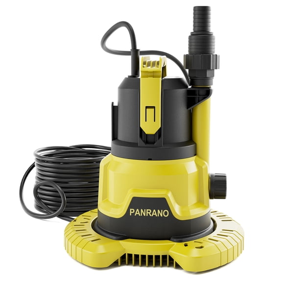 Pool Cover Pump, 1HP Submersible Water Pump with Detachable Base, Dual Outlets, Sump Pump For Pool, Hot Tubs, Pond, Light Yellow