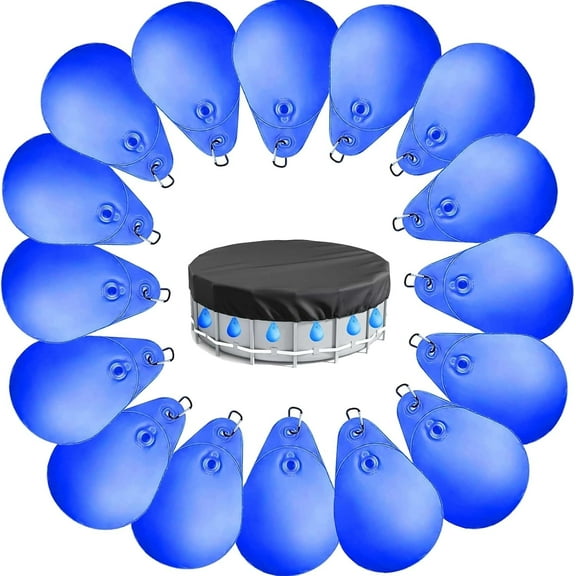 Pool Cover Weights with Hooks - Pool Water/Sand Bags Closing Kit for Above Ground Pools Accessories - Heavy Duty Antifreezing Winter Cover Weights (16, Blue)