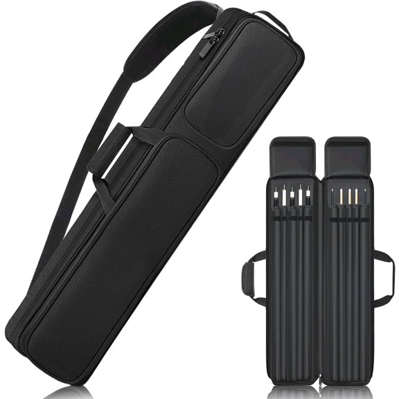 Pool Cue Case 3x4 - Soft Padded Multi-Pocket Billiard Backpack with Adjustable Shoulder Straps for 3 Butts 4 Shafts, Durable Pool Stick Carrying Bag for Men & Women$$