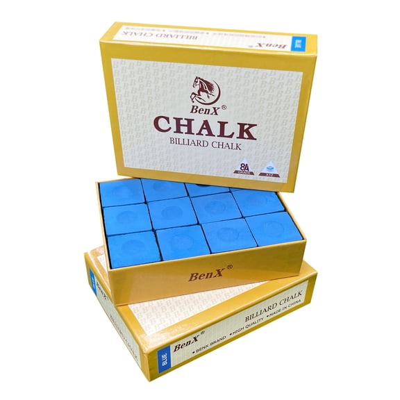 Pool Cue Chalk 24 Pack (2x12 Boxes) - Blue Billiard Chalk Cubes, High Grip Formula, Professional Tournament Grade, Mess-Free Application for Enhanced Spin & Control